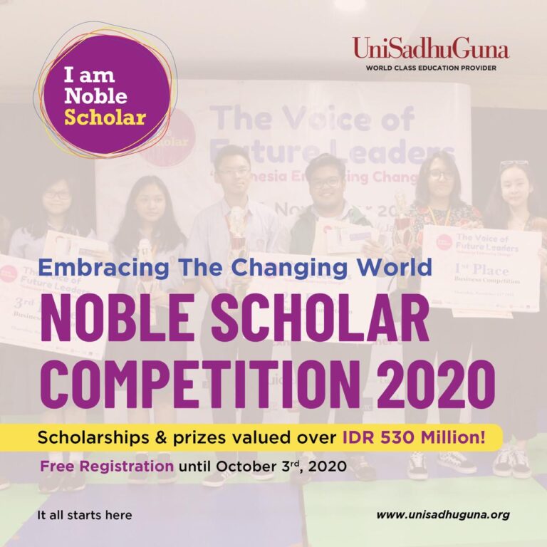 Noble Scholar Competition 2020 dengan berbagai lomba & hadiah hingga IDR 530 juta! Daftar sekarang dan tunjukkan bakatmu!