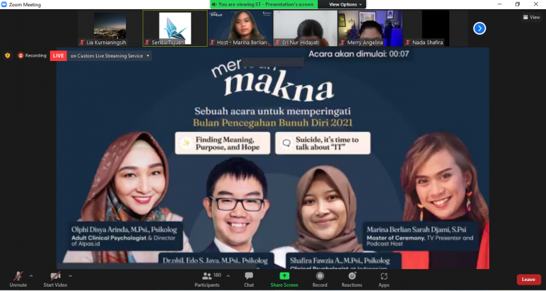 Ikuti webinar "Mencari Makna" untuk memahami cara mencegah bunuh diri dan menemukan makna hidup bersama Seribu Tujuan.