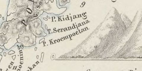 Lokasi Kota Saranjana dalam peta milik Salomon Muller, 1845 (merdeka.com)