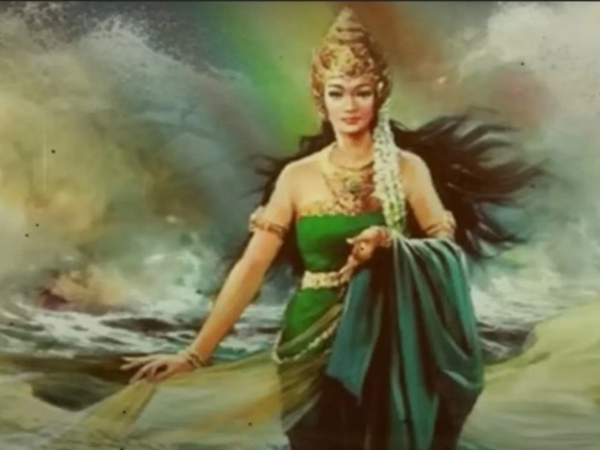 Ilustrasi Nyi Roro Kidul sebagai Ratu Laut Selatan yang identik dengan warna hijau.