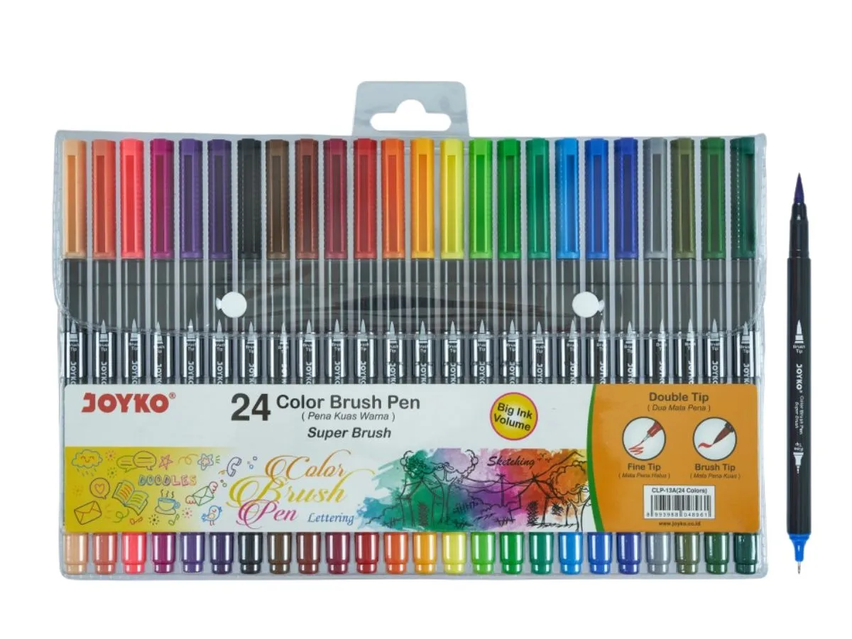 kemasan color brush pen joyko 24 set warna