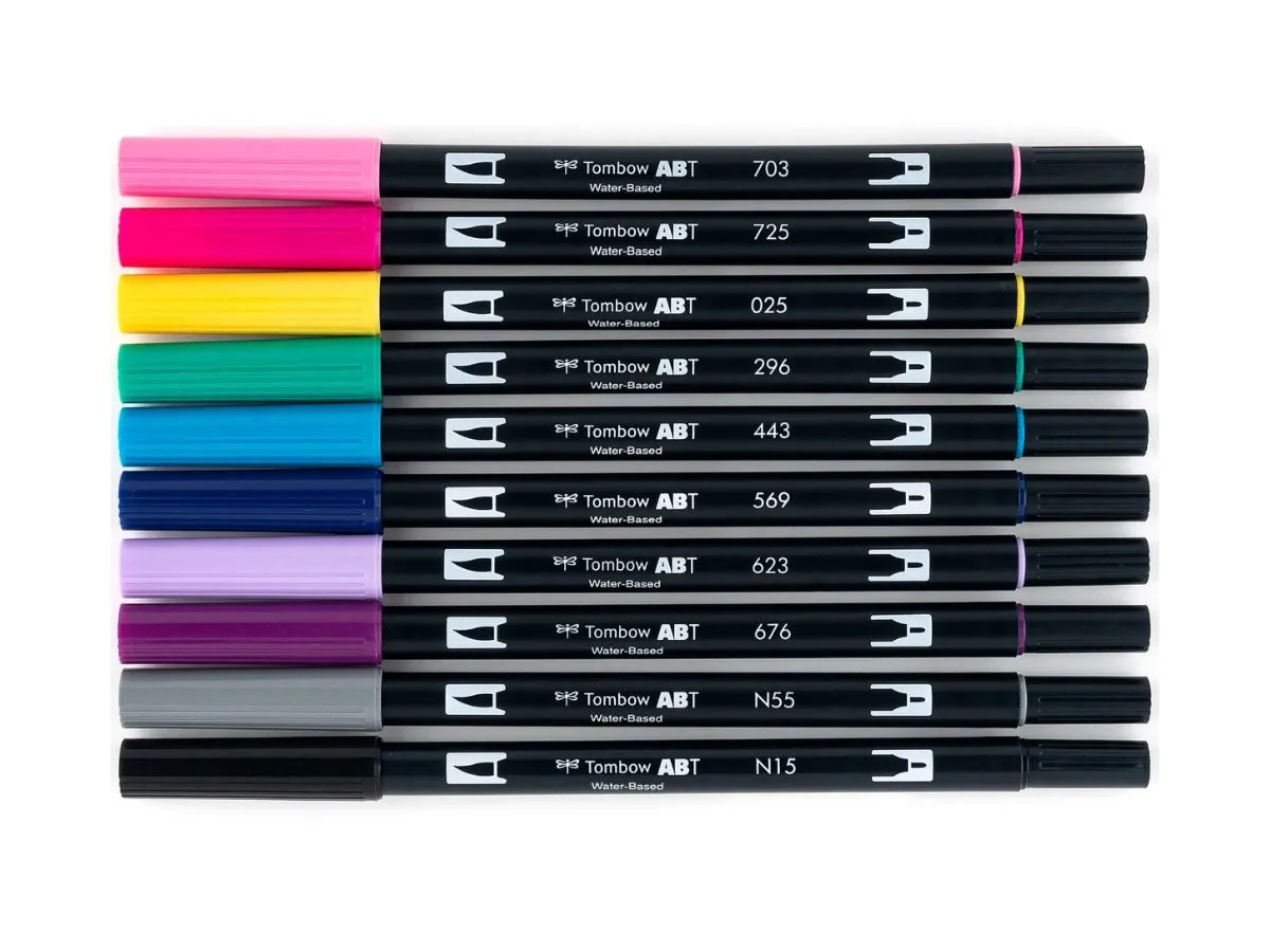 tampilan brush pen tombow ABT berjejer rapih