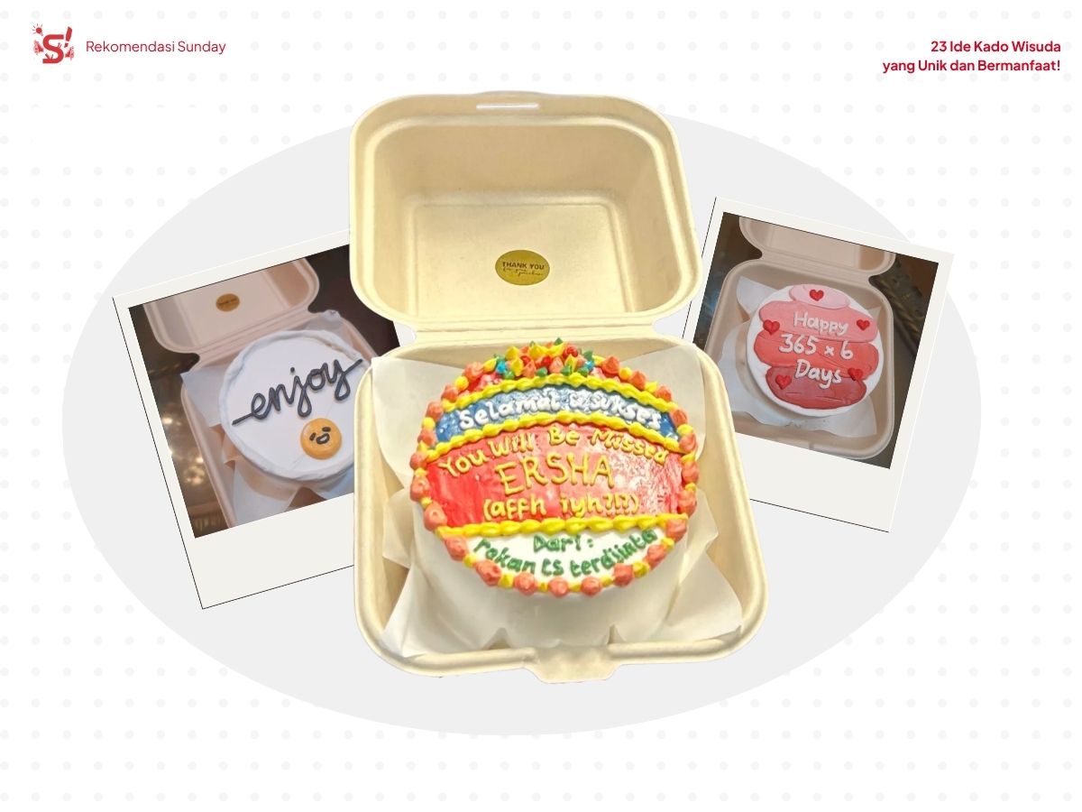 tiga cake dengan design berbeda sebagai ide kado wisuda