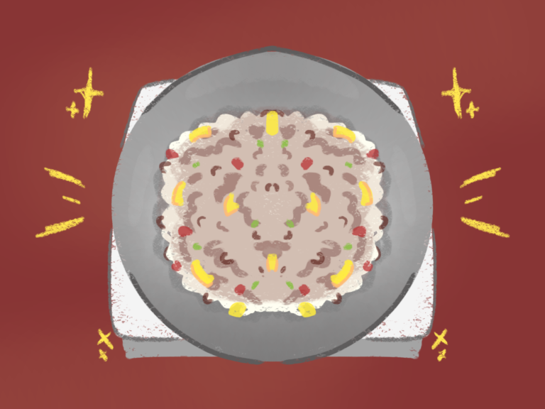 Nasi goreng rendang buatan Nara yang dibuat seminggu setelah hari lebaran.