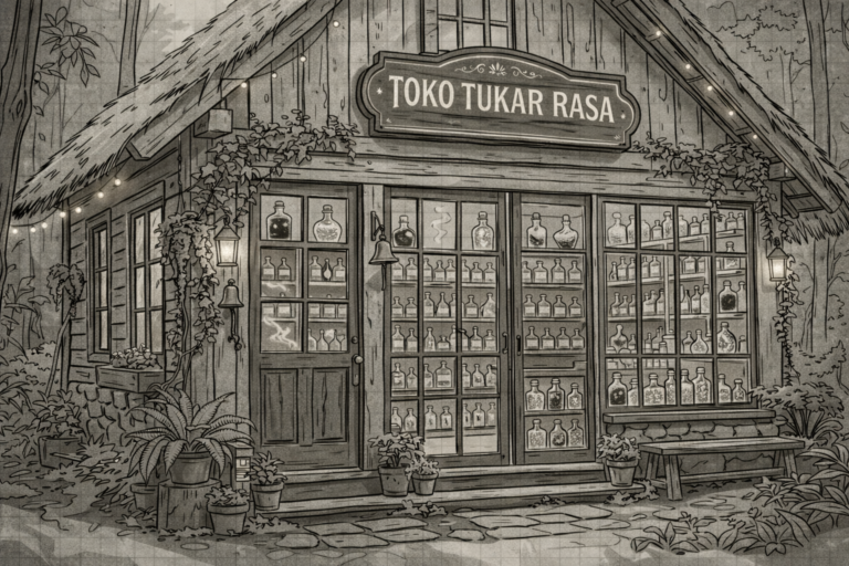 Tepat di sebuah gang sempit dekat rumahnya, Bumi menemukan toko ajaib yang menawarkan barter mustahil: menghapus rasa gagal akibat ekspektasi orang tua, dengan bayaran kenangan paling bahagia yang ia punya.