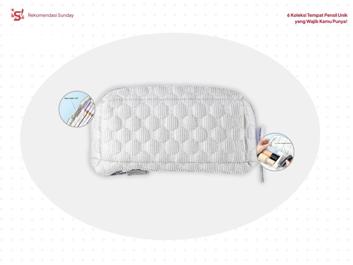 Tempat pensil unik dari Kokuyo Campus Cool Pillow Bag dengan fitur bisa di buka hingga 180 derajat dan bahan yang dingin