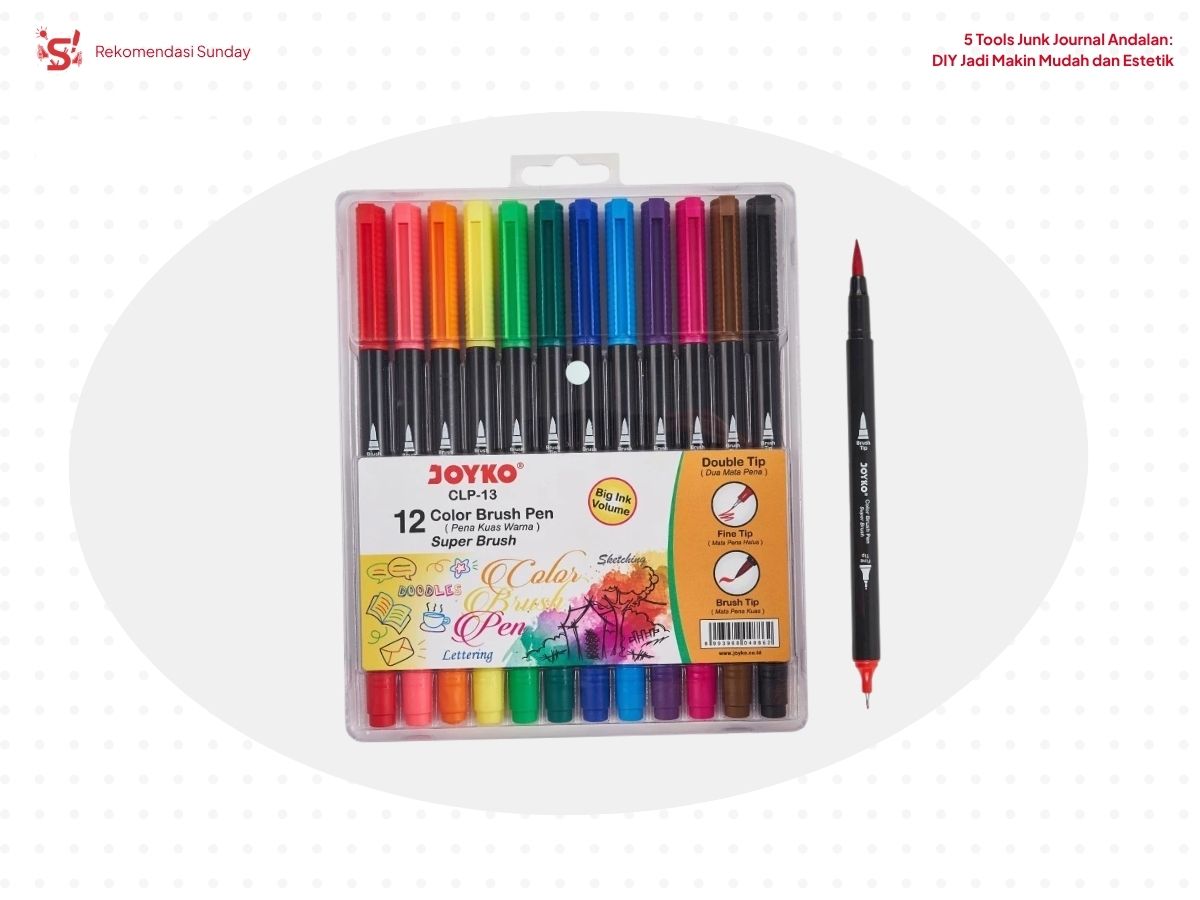 Brush pen sebagai rekomendasi peralatan Junk Journal
