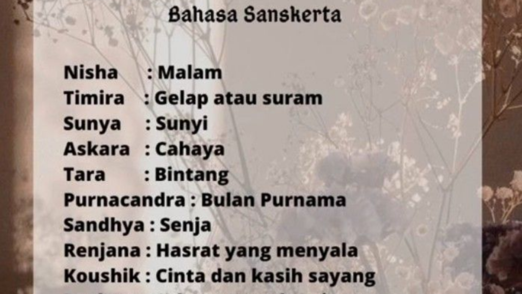 Kosakata Bahasa Indonesia yang berasal dari Bahasa Sanskerta.