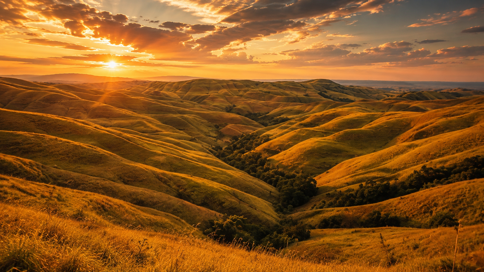 Bukit Wairinding di Sumba Timur, Nusa Tenggara Timur, dengan hamparan perbukitan sabana bergelombang yang terbentuk oleh proses geologi jutaan tahun.