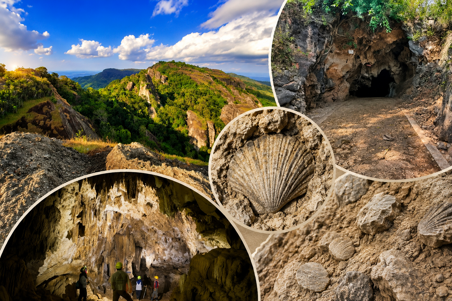 Bentang alam perbukitan karst kapur di Pegunungan Sewu Gunung Kidul Yogyakarta.