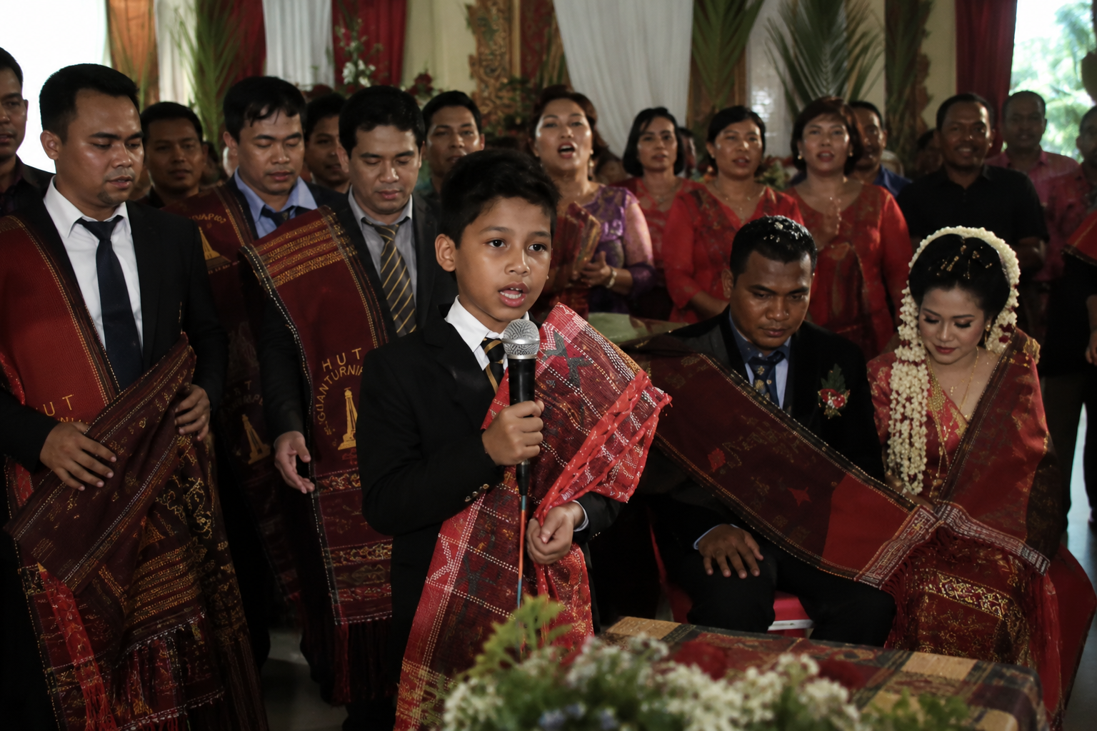 Orang tua dan anak dalam keluarga Batak saling berbicara saat menjalankan tradisi Mandok Hata.