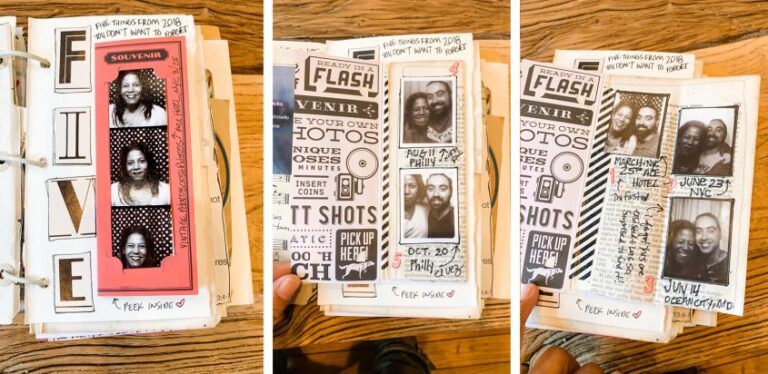 Salah satu cara menyimpan photostrip dengan ditempel di buku.