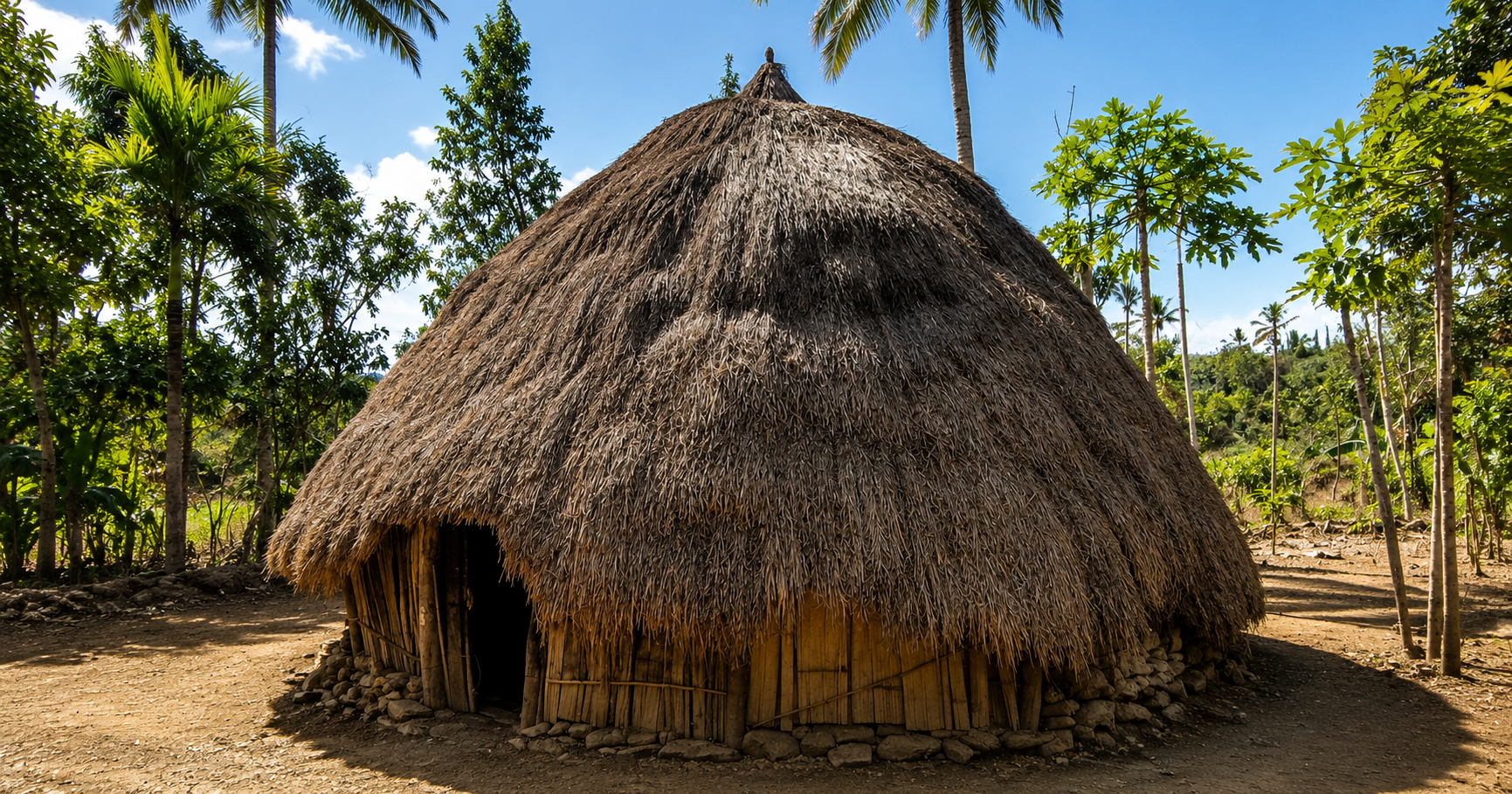 Rumah adat Ume Kbubu milik masyarakat Suku Dawan di Nusa Tenggara Timur.