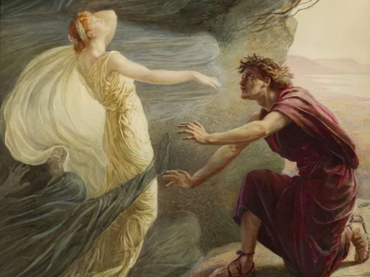 Ilustrasi Orpheus dan Eurydice dalam kisah cinta mitologi Yunani